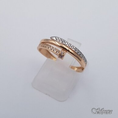 Auksinis žiedas su cirkoniais AZ681; 18 mm
