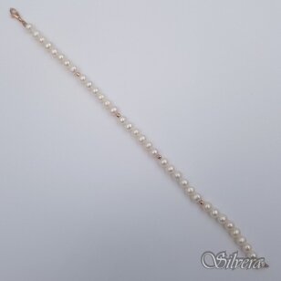 Kultivētu pērlu aproce ar zelta detaļām AA329; 18,5 cm