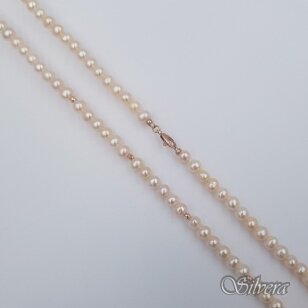 Kultivuotų perlų vėrinys su aukso detalėmis AG316; 45 cm