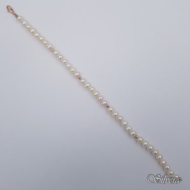 Kultivuotų perlų apyrankė su aukso detalėmis AA329; 18,5 cm 1