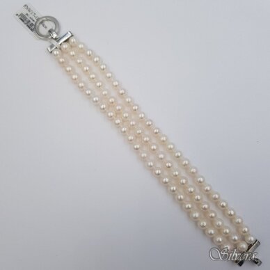 Kultivuotų perlų apyrankė su sidabro detalėmis FNW17; 19 cm 1