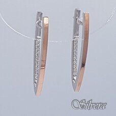 Sidabriniai auskarai su aukso detalėmis ir cirkoniais Au0094