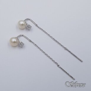 Sudraba auskari ar kultivētu pērli un cirkonu Au5101