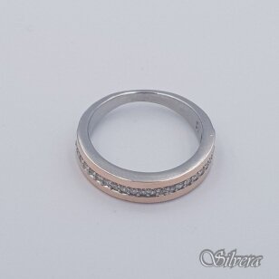 Sidabrinis žiedas su aukso detalėmis ir cirkoniais Z1749; 17 mm