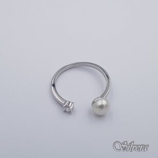 Sudraba gredzens ar kultivētu pērli un cirkonu Z622; 16,5 mm