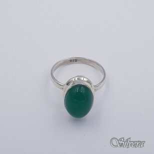 Sidabrinis žiedas su žaliu oniksu Z0084; 19 mm