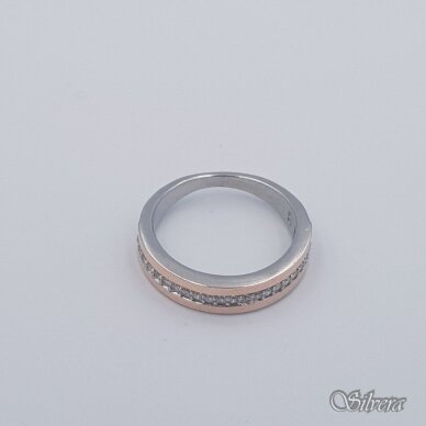 Sidabrinis žiedas su aukso detalėmis ir cirkoniais Z1749; 18 mm 1