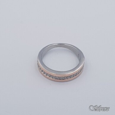 Sidabrinis žiedas su aukso detalėmis ir cirkoniais Z1749; 19,5 mm 1