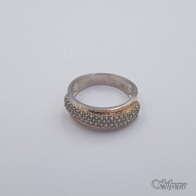 Sidabrinis žiedas su aukso detalėmis ir cirkoniais Z1939; 19,5 mm 1