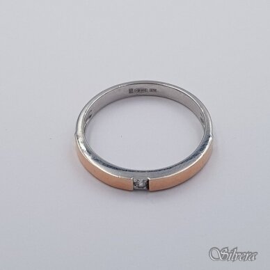 Sidabrinis žiedas su aukso detalėmis ir cirkoniu Z479; 18,5 mm 1