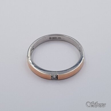 Sidabrinis žiedas su aukso detalėmis ir cirkoniu Z479; 17,5 mm 1