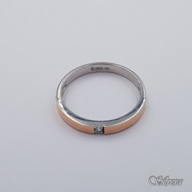 Sidabrinis žiedas su aukso detalėmis ir cirkoniu Z479; 20 mm 1