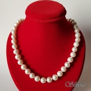 Kultivuotų perlų vėrinys su sidabro detalėmis FARW695; 55-59 cm